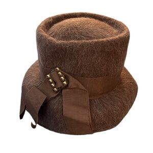 100% Wool Vintage Shagfelt Hat by Terry Sales Corp. N.Y. Mod Cloche Buck…